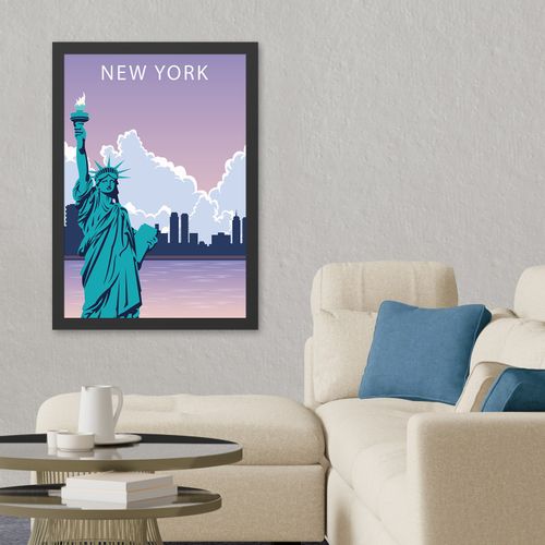 Wallity Ukrasna uokvirena MDF slika New York 2 (55 x 75) slika 1