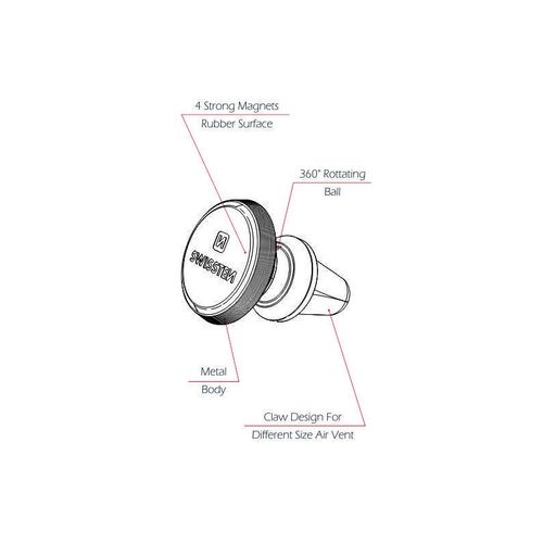 SWISSTEN držač za mobitel, metalni, magnet, za vent S-GRIP AIR VENT AV-M9 crn/sr slika 4