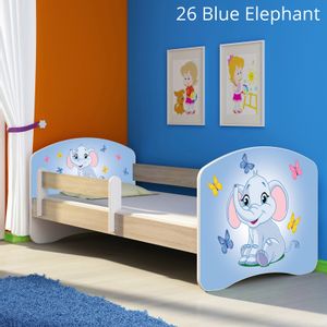 Dječji krevet ACMA s motivom, bočna sonoma 140x70 cm 26-blue-elephant