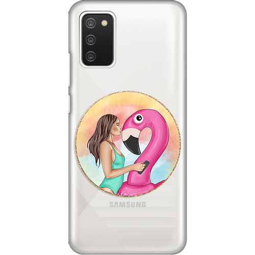Torbica Silikonska Print Skin za Samsung A025G Galaxy A02s Flamingo Kiss slika 1