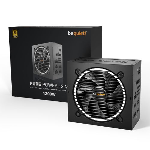 be quiet! BN346 PURE POWER 12 M 1200W, 80 PLUS Gold efficiency (up to 93.7%), ATX 3.0 PSU with full support for PCIe 5.0 GPUs and GPUs with 6+2 pin connector, Exceptionally silent 120mm be quiet! fan slika 1