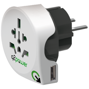 q2power Adapter, putni, univerzalni sa USB-om - WORLD TO EUROPE USB