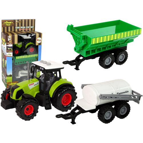 Traktor s prikolicom i cisternom zeleni slika 1