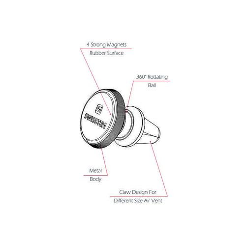 SWISSTEN držač za mobitel, metalni, magnet, za vent S-GRIP AIR VENT AV-M9 crni slika 3
