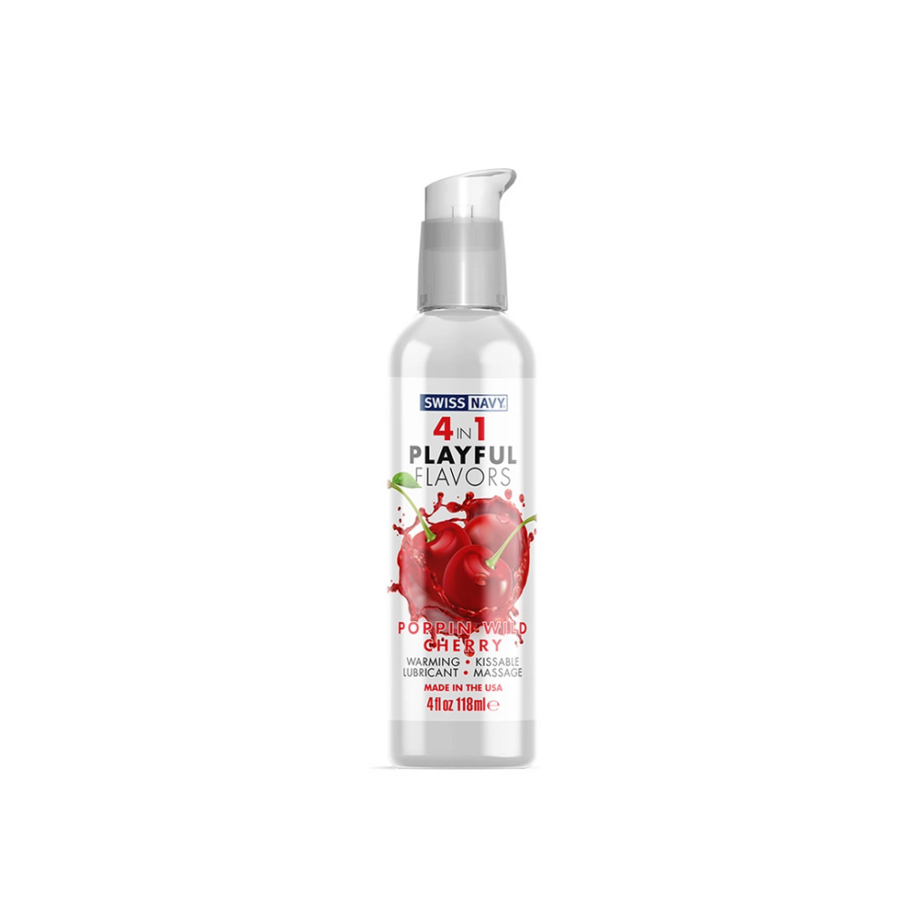 Swiss Navy 4 u 1 lubrikant s okusom poppin divlje trešnje - 4 fl oz / 118 ml slika 1