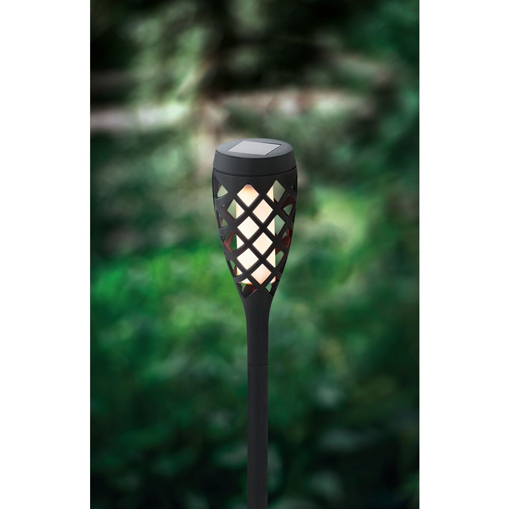 Crna solarna LED svjetiljka s efektom treperenja slika 2