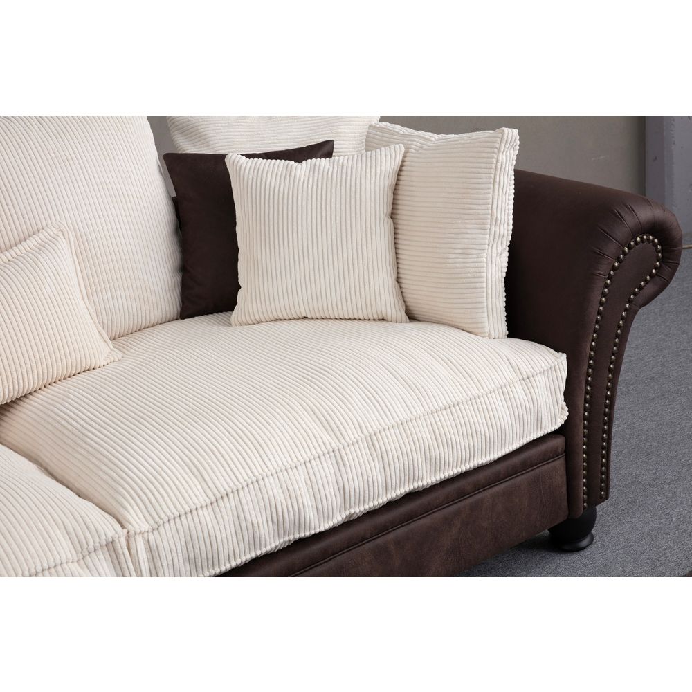 Lawrence Lounge - Smeđa, Bijela Trokrvna Sofa slika 2