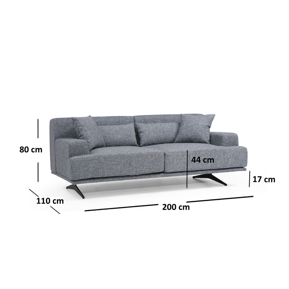 Bentley 2 Sjedala - Siva 2-Sjedalna Sofa slika 8