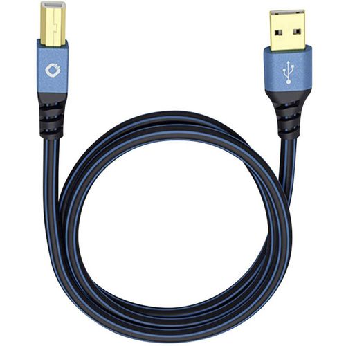 USB 2.0  [1x muški konektor USB 2.0 tipa a - 1x muški konektor USB 2.0 tipa b] 5.00 m plava boja pozlaćeni kontakti Oehlbach USB Plus B slika 1