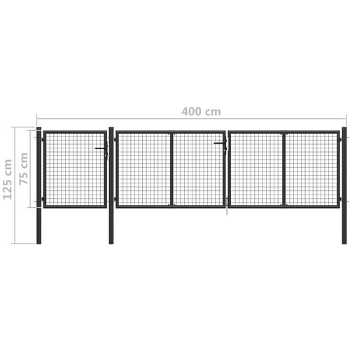 Vrtna vrata čelična 400 x 75 cm antracit slika 15