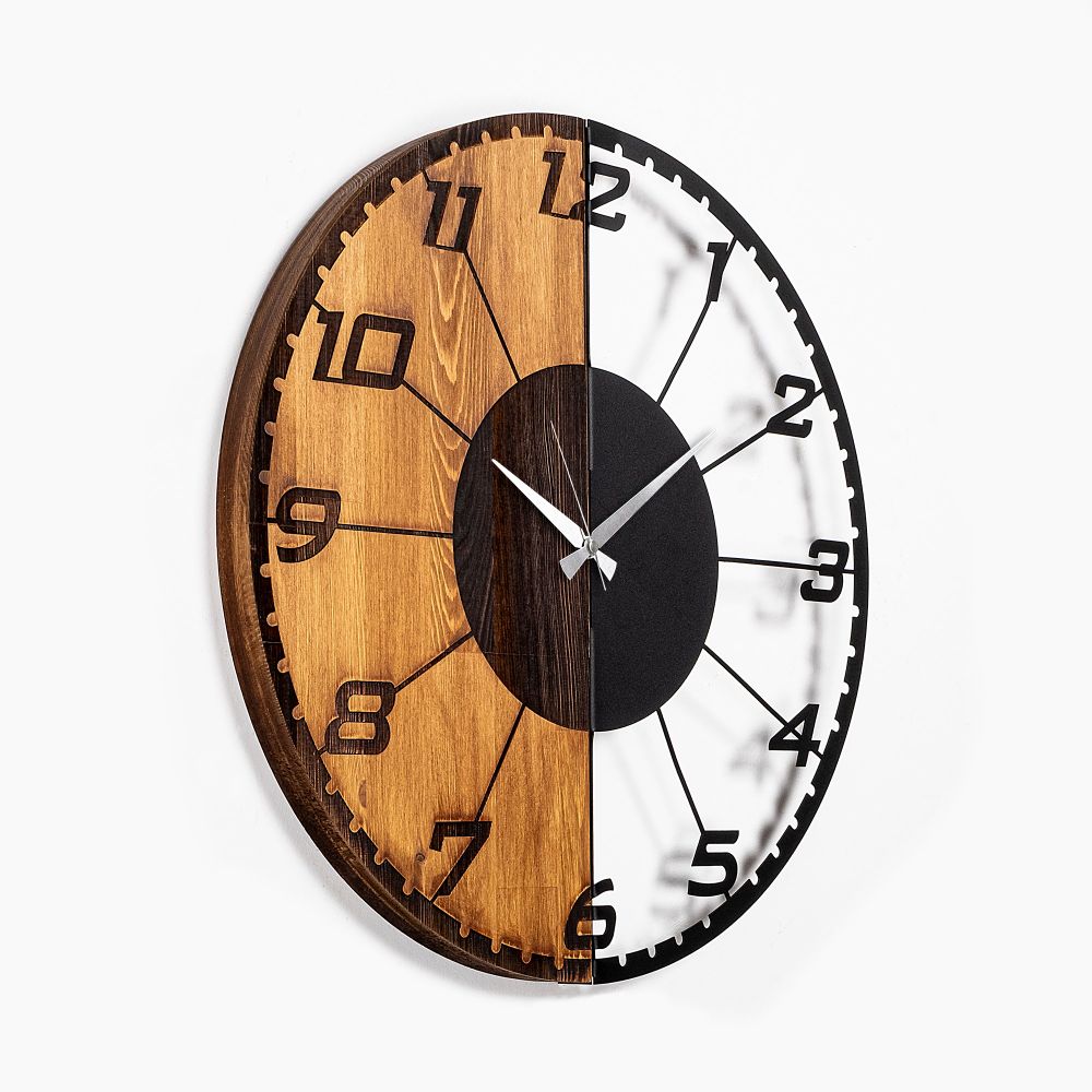 Decorative wooden wall clock Linear, colours: walnut, black slika 7