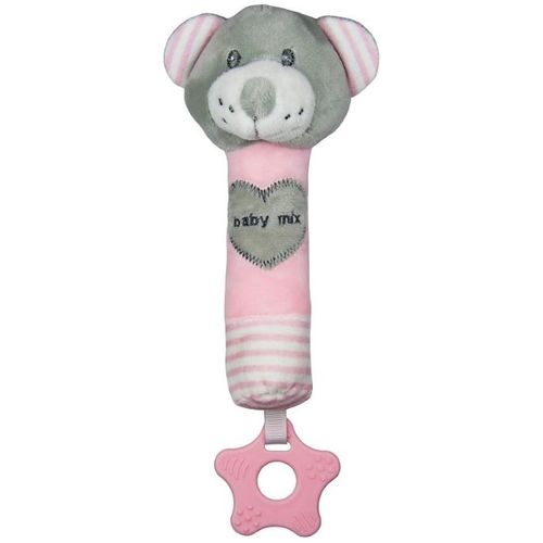 Baby Mix plišana skviki igračka - Bear Grey & Pink slika 1