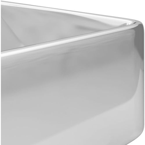 Umivaonik s otvorom za slavinu 48x37x13,5 cm keramički srebrni slika 29