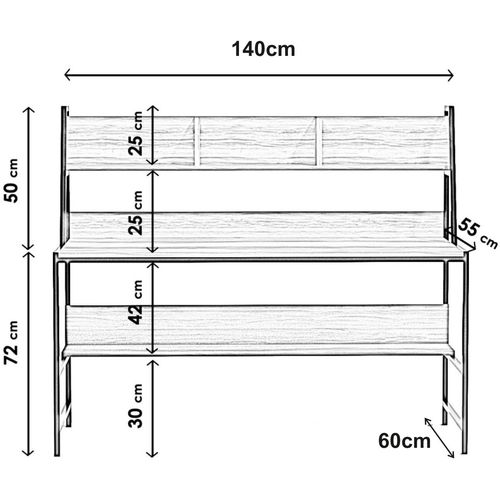 Demir Çalışma Masası L199 Oak Study Desk slika 7