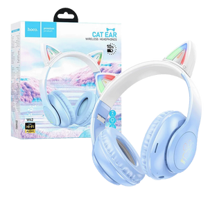 hoco. Bežične stereo slušalice, Bluetooth v5.3, 400mAh - W42 Cat Ears, Crystal Blue