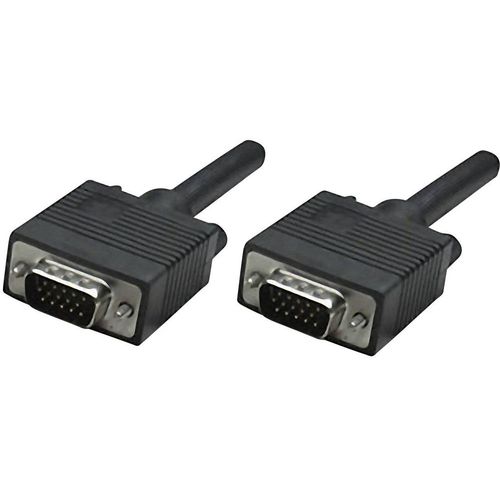 Manhattan VGA priključni kabel VGA 15-polni utikač, VGA 15-polni utikač 3.00 m crna 311748 mogućnost vijčanog spajanja VGA kabel slika 1