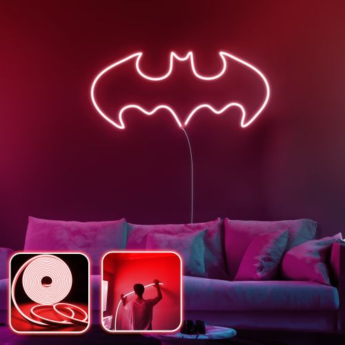 Batman Night - Veliki crveni dekorativni zidni LED osvetljaj slika 1