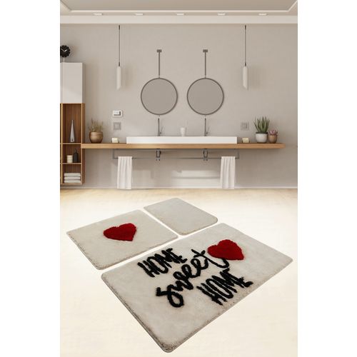 Home Sweet Home - Stone White Acrylic Bathmat Set (3 Pieces) slika 1