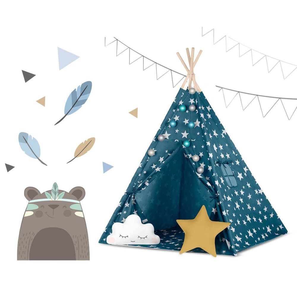 Teepee šator za djecu s nukido svjetlima - plavi slika 9