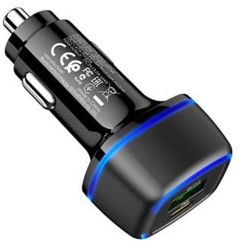 BOROFONE AUTO PUNJAČ BZ14A MERCURY - USB + TYPE C - QC 3.0 PD 20W 3A SA TYPE C NA LIGHTNING KABEL CRNI slika 3