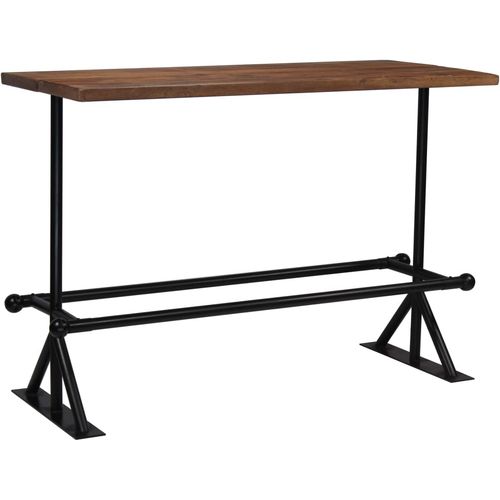 Barski stol od masivnog obnovljenog drva 150x70x107 cm tamno smeđi slika 17