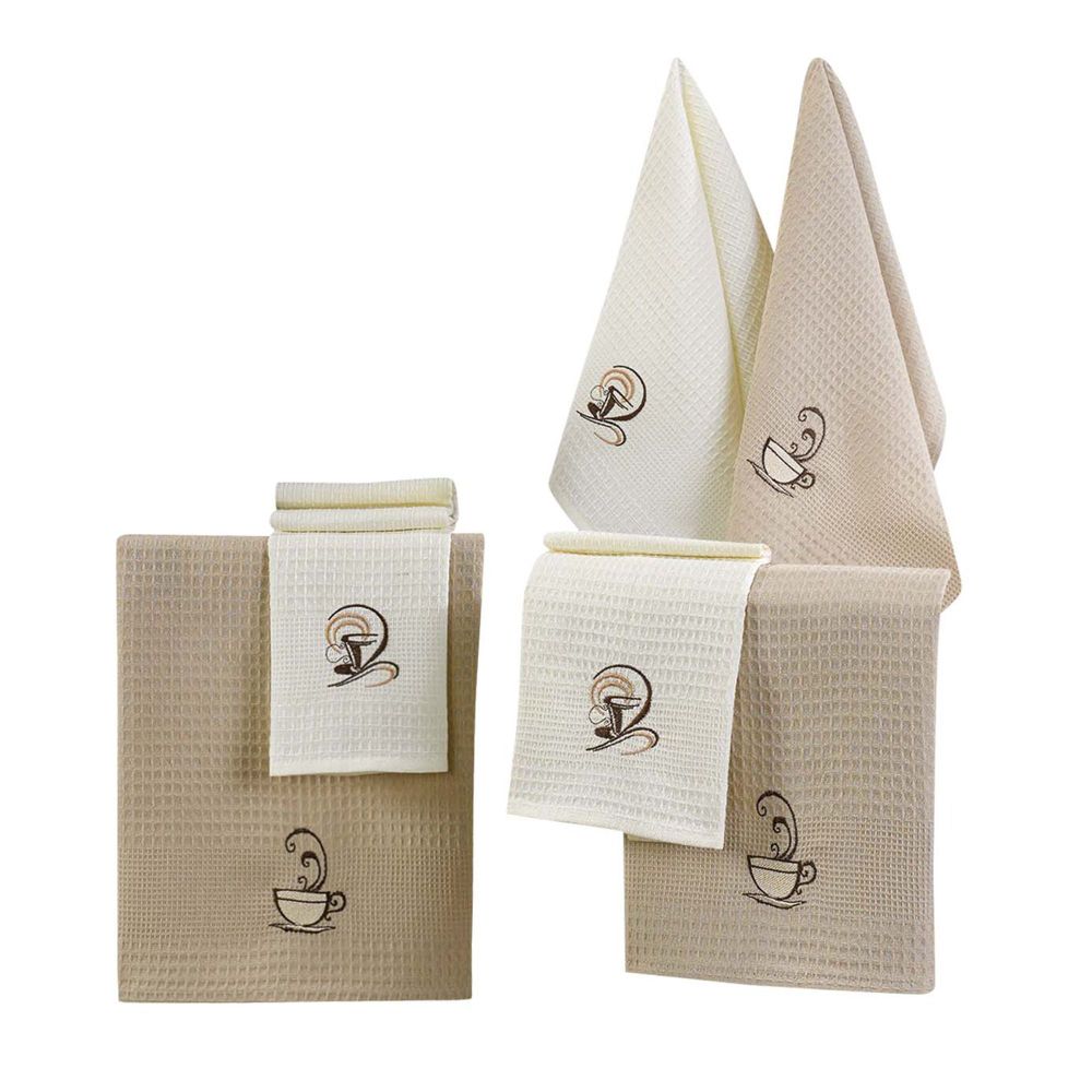 Kitchen towel set (6 pieces) Coffee colours: Multicolor slika 4
