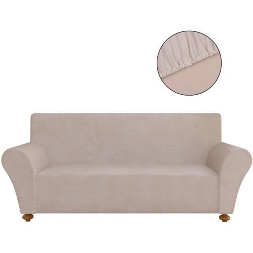 131090 Stretch Couch Slipcover Beige Polyester Jersey slika 22