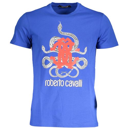 ROBERTO CAVALLI MEN'S SHORT SLEEVE T-SHIRT BLUE slika 1