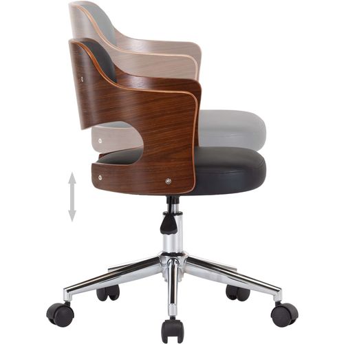 Okretna uredska stolica od savijenog drva i umjetne kože crna slika 23