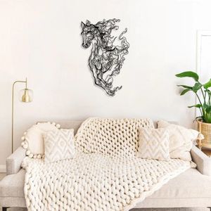 Metal Horse Line Art - APT724 v2 Black Decorative Metal Wall Accessory