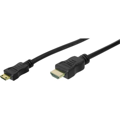 Digitus HDMI priključni kabel HDMI A utikač, HDMI Mini C utikač 3.00 m crna AK-330106-030-S pozlaćeni kontakti HDMI kabel slika 1