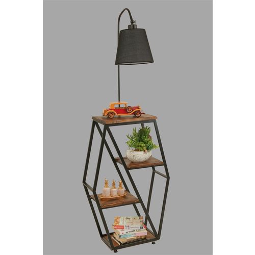 Sembol Ceviz Lambader Pramit Hasır Siyah Abajurlu Black Floor Lamp slika 4