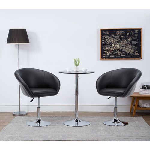 Okretna blagovaonska stolica od umjetne kože crna slika 1