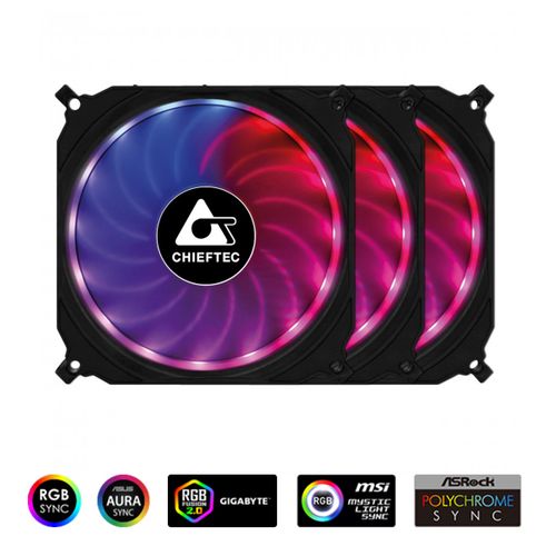 Chieftec TORNADO set RGB ventilatora (3x120mm) slika 1