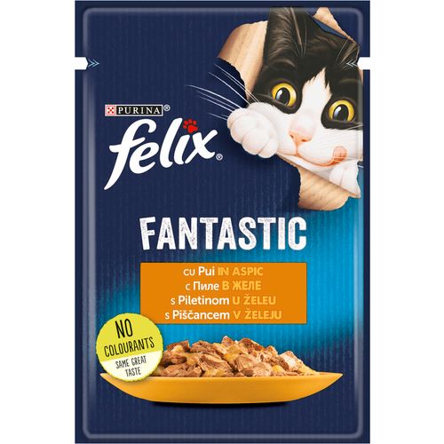 FELIX Fantastic, potpuna hrana za kućne ljubimce, za odrasle mačke, mokra hrana s piletinom u želeu, 85g slika 1