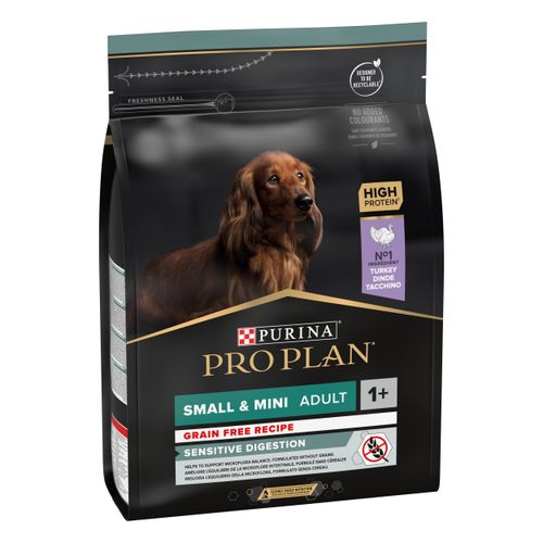 PRO PLAN Small&Mini Adult 1+, Sensitive digestion, grain free recipe, bogato puretinom, 4x2,5kg slika 1