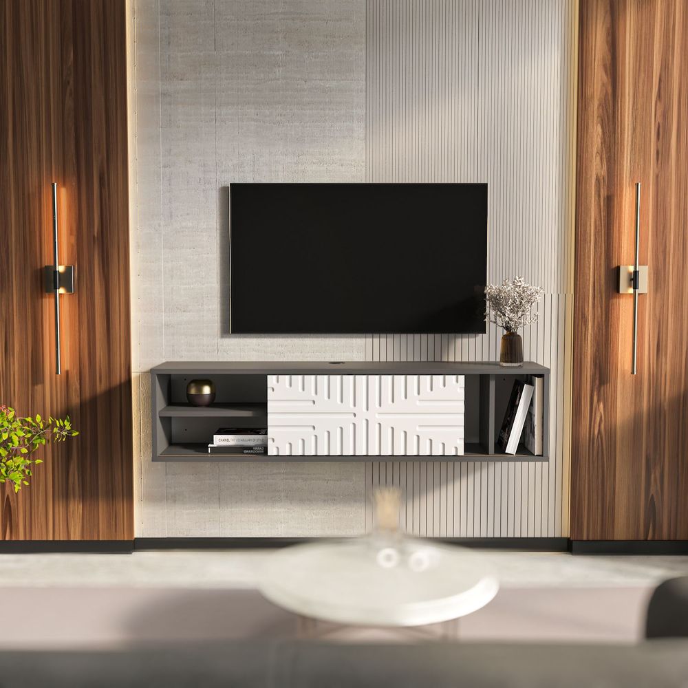 TV Stalak Teo Floating - Antracit i Bijela slika 2