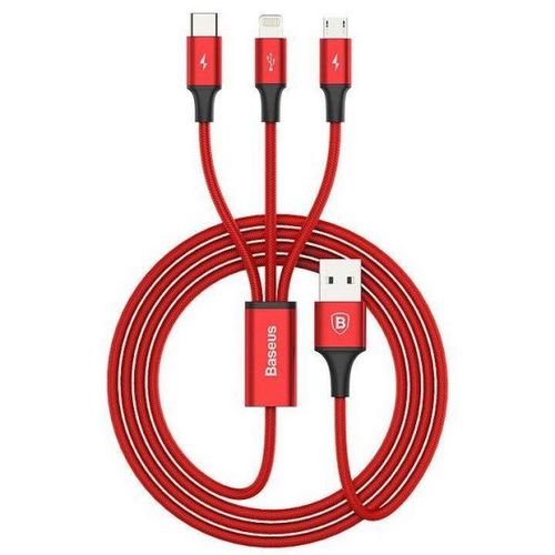 Baseus kabel 3v1 USB Rapid crveni, 3A, 1.2M slika 3