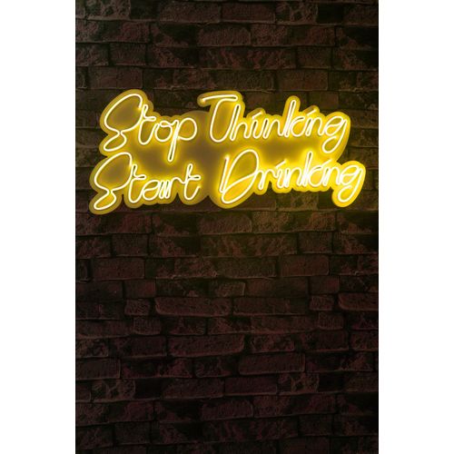 Wallity Ukrasna plastična LED rasvjeta, Stop Thinking Start Drinking - Yellow slika 2