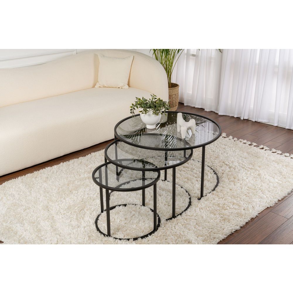 Set od 3 stolića za kafu Aurum - 80, 60, 42 -  boje crna i siva slika 1