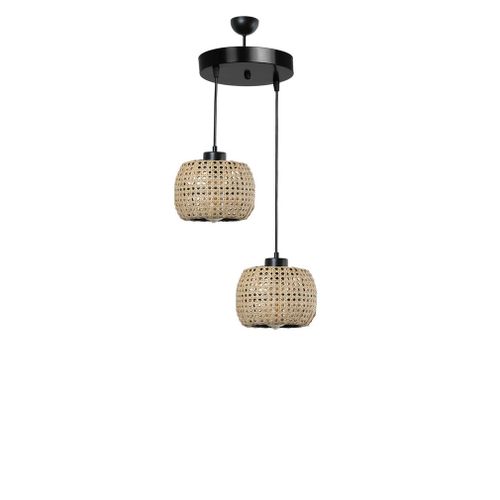 Tıger 2 Li Tepsili Rattan Sarkıt Rattan Chandelier slika 1