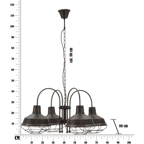 Mauro Ferretti Stropna lampa bronks 4 svjetla cm 80x80x40 (lanac cm 80) slika 10