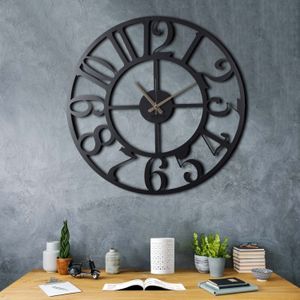 Dekorativni Metalni Zidni Sat Circle XL u Crnoj Boji