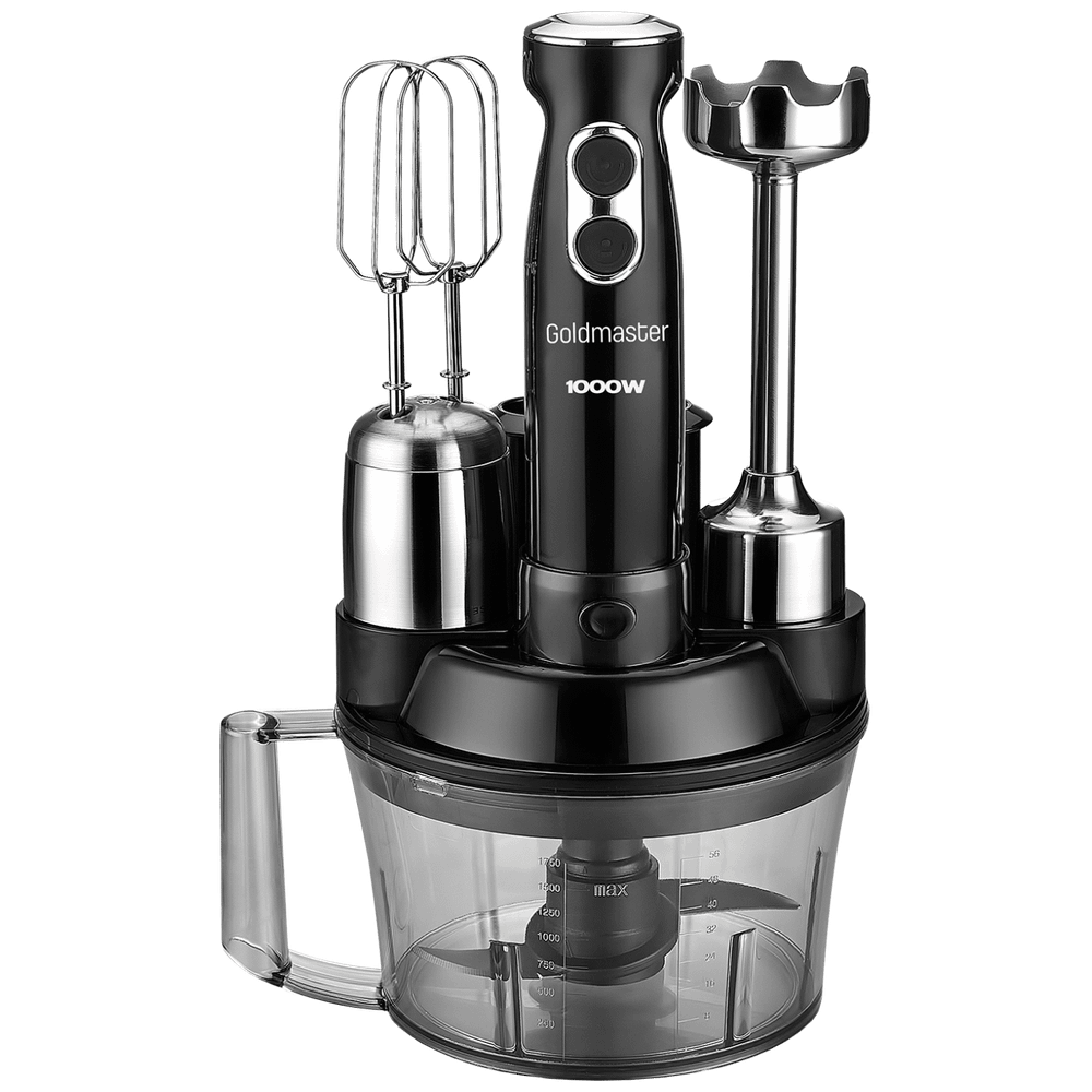 Goldmaster Štapni mikser sa posudom, 5u1, 1000 W, Multipraktik - GM-7239B Elena Max Black slika 1