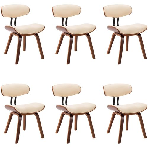 Blagovaonske stolice 6 kom savijeno drvo i umjetna koža krem slika 18