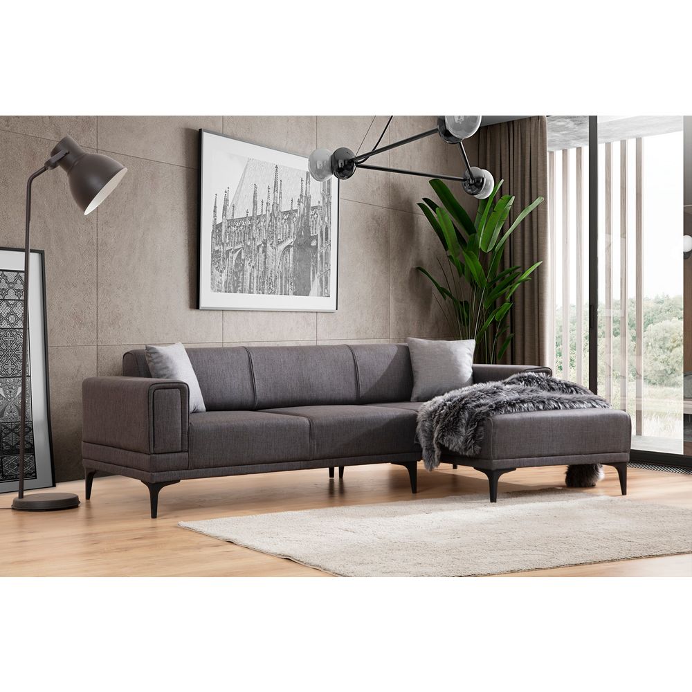Ugaona Sofa na Razvlačenje Horizon Right - Tamnosiva slika 1