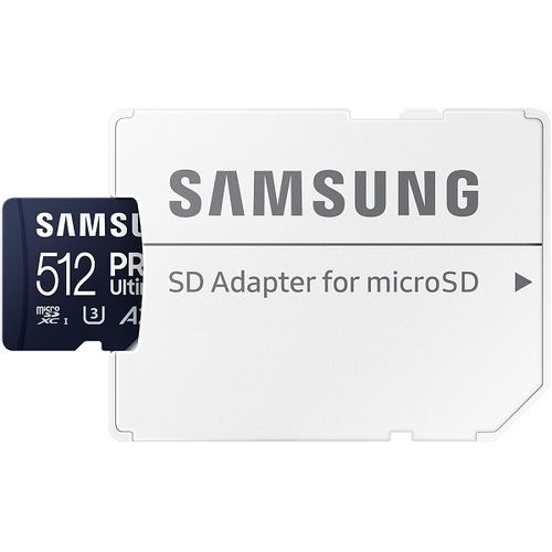 Samsung MB-MY512SA/WW MicroSD 512GB, PRO Ultimate, SDXC, UHS-I U3 V30 A2, Read up to 200MB/s, Write up to 130 MB/s, for 4K and FullHD video recording, w/SD adapter slika 1