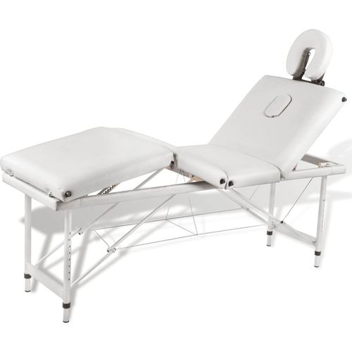 Krem bijeli sklopivi masažni četvorodijelni stol s aluminijskim okvirom slika 37