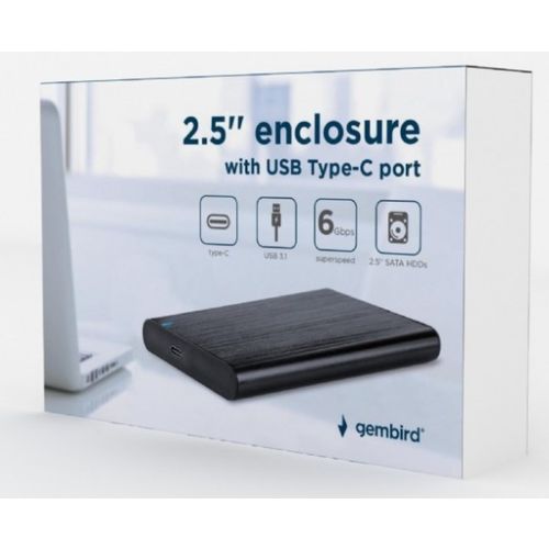 EE2-U3S-6 Gembird USB 3.1 Externo kuciste za 2.5 SATA hard diskove, Type-C, bruseni aluminium,crno A slika 3