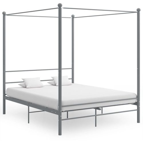 Okvir za krevet s nadstrešnicom sivi metalni 160 x 200 cm slika 7